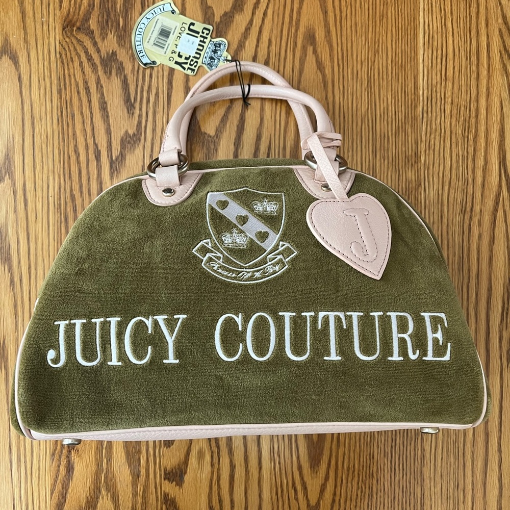 Juicy couture satchel new with original tag attached. Iguana green with pink.